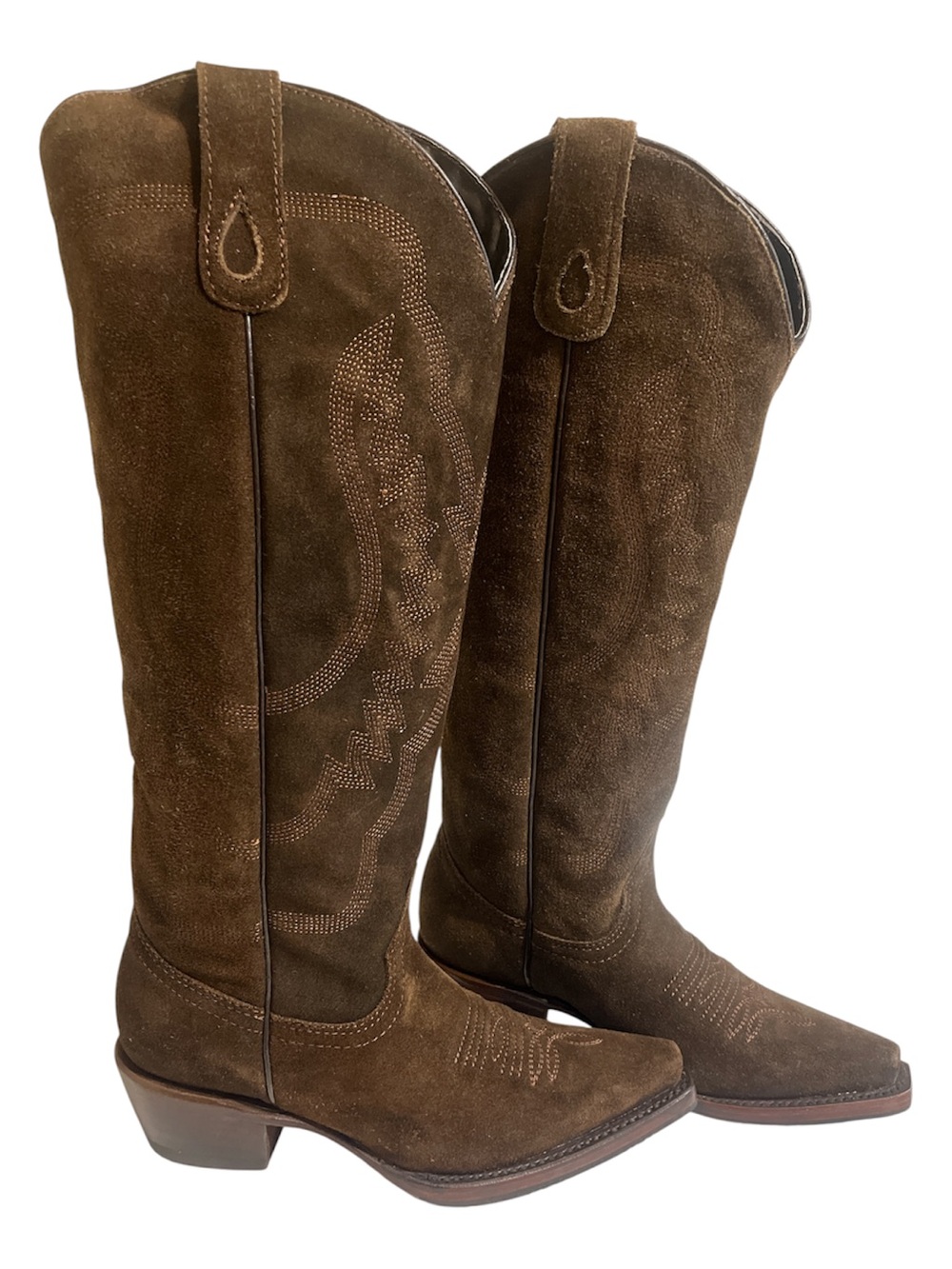 JC McCoy New Women's USA 4/Mex 23 Brown Suede Western Knee-High Boots